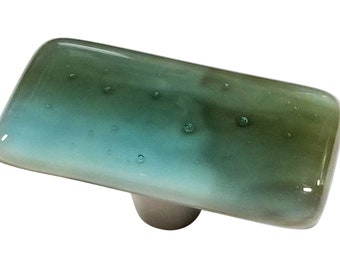 Blue And Green | Rectangle Knob | Fused Glass Hardware | Cabinet Pull And Knobs | Unique Cabinet Knobs | Decorative Knobs And Pulls | Modern