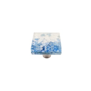 Blue Ombré | 1.5&quot; Square Knob | Glass Hardware | Cabinet Pull And Knobs | Unique Cabinet Knobs | Decorative Knobs And Pulls | Modern
