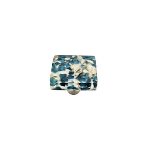 Blueberry Blue | 1.5&quot; Square Knob | Glass Hardware | Cabinet Pull And Knobs | Unique Cabinet Knobs | Decorative Knobs And Pulls | Modern