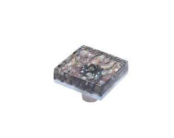Shadow Grey | 1.5" Square Knob | Glass Hardware | Cabinet Pull And Knobs | Unique Cabinet Knobs | Decorative Knobs And Pulls | Modern