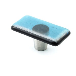 Steel Blue | Rectangle Knob | Glass Hardware | Cabinet Pull And Knobs | Unique Cabinet Knobs | Decorative Knobs And Pulls | Modern