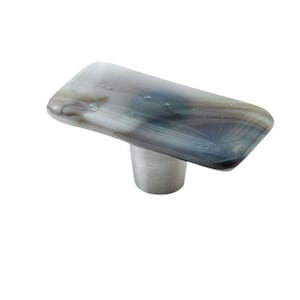 Gray And White | Rectangle Knob | Glass Hardware | Cabinet Pull And Knobs | Unique Cabinet Knobs | Decorative Knobs And Pulls | Modern