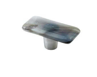Gray And White | Rectangle Knob | Glass Hardware | Cabinet Pull And Knobs | Unique Cabinet Knobs | Decorative Knobs And Pulls | Modern