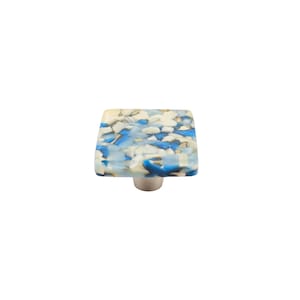 Egyptian Blue | 1.5&quot; Square Knob | Glass Hardware | Cabinet Pull And Knobs | Unique Cabinet Knobs | Decorative Knobs And Pulls | Modern