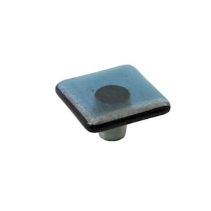 Steel Blue | 1.5&quot; Square Knob | Glass Hardware | Cabinet Pull And Knobs | Unique Cabinet Knobs | Decorative Knobs And Pulls | Modern