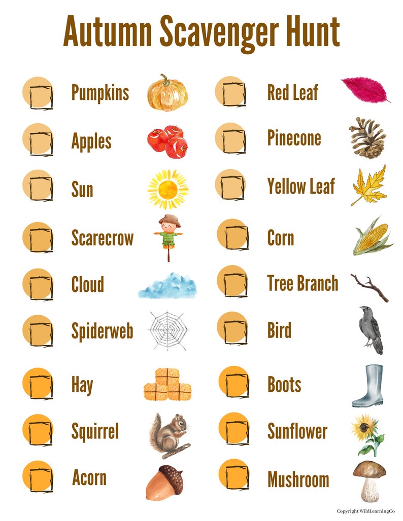 Autumn Scavenger Hunt Printable Etsy Autumn Scavenger Hunt Printable Etsy