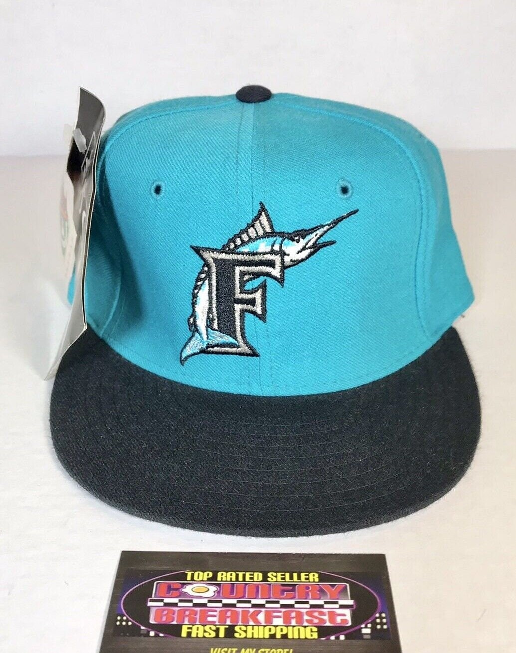 VTG Throwback Miami Florida Marlins Snapback M-L Teal Baseball New Era Hat