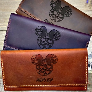 Regalos de Disney, billetera personalizada para mujer, billetera linda, regalo de Navidad único, billetera navideña, billetera de cuero para mujer, regalo para mamá