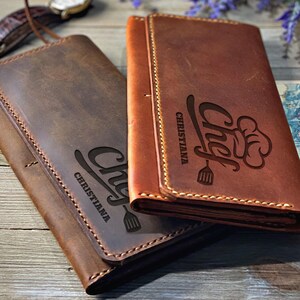 Cartera de chef personalizada, cartera de cuero para mujer, cartera grabada para chef, regalo único para chef, regalo para mamá chef, regalo de Navidad para chef, regalo para futuro chef