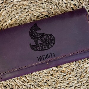 Leather Women Wallet, Minimalist Wallet, Custom Engraved Wallet, Cute Wallet, Unique Christmas Gift, New Years Gift For Mother, Gift For Mom