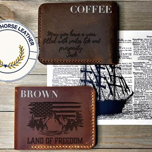 Billetera personalizada para regalarle, billetera de cuero grabada, billetera personalizada, regalos de Navidad, regalos de Navidad únicos, billetera personalizada para hombre, billetera