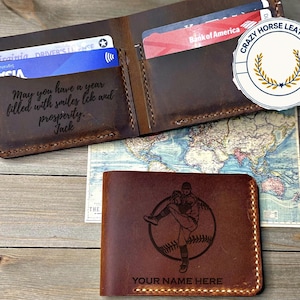 Regalo para deportistas, regalo de béisbol americano, regalos de Navidad para jugadores de béisbol, billetera personalizada para hombres, regalos para deportistas en Navidad