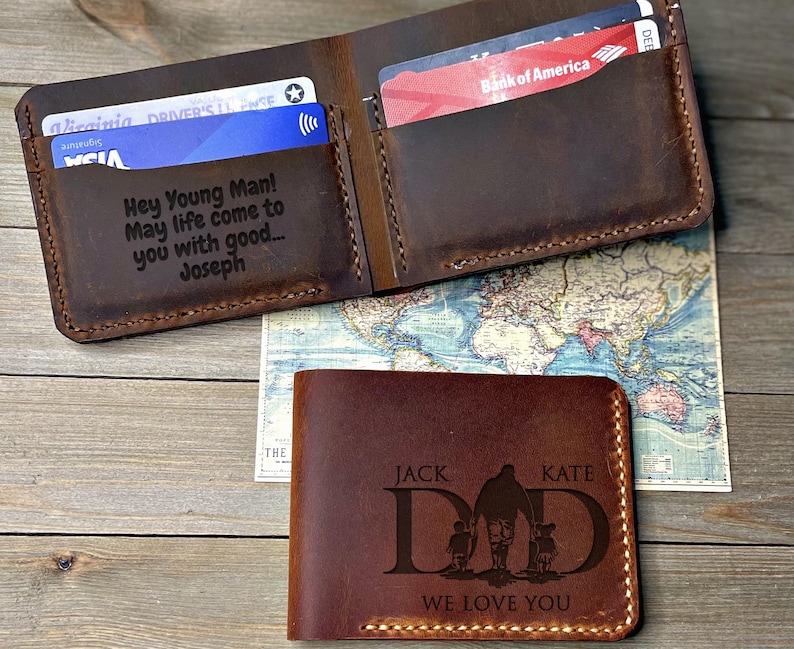 Personalized Men Wallet, Monogram Wallet, Engraved Wallet for Dad, Men ...