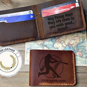 Regalo para deportistas, regalo de béisbol americano, regalos de Navidad para jugadores de béisbol, billetera personalizada para hombres, regalos para deportistas en Navidad