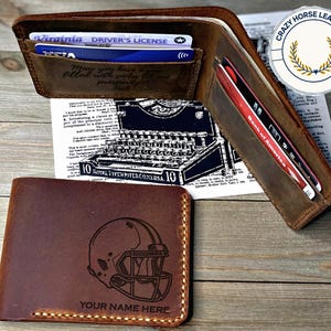Regalo para deportistas, regalo para jugadores de fútbol, regalos de Navidad para jugadores de fútbol, regalo de fútbol americano, billetera personalizada para hombres, regalo de la NFL