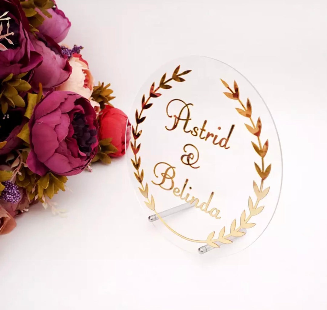 Custom Acrylic Mirror With Names and Date Different Style Etsy