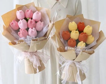 Crochet tulip bouquet made of milk cotton | Wedding Flowers | Handmade | flowers