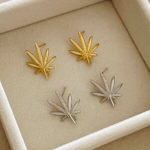 Pendientes de sementales de hoja de olla - Oro / Plata Pendientes esenciales modernos para todos los días