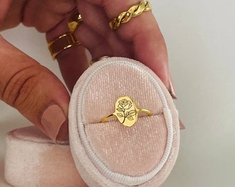 The Golden Rose Ring - Modern Layering Botanical Ring
