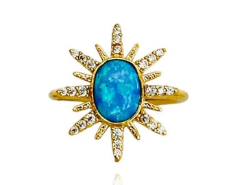 The Blue Opal North Star Ring - Gold Stacking Ring