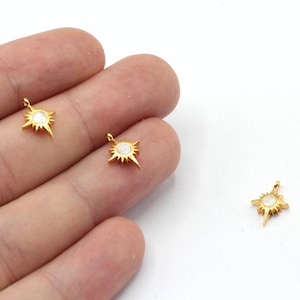 9x12mm 24k Shiny Gold Plated White Enamel Mini North Star Charm, North Star Charm, Bracelet Charm, Celestial Charm, Gold Plated Findings