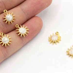 10x13mm 24k Shiny Gold Enamel Mini Sun Charm, White Enamel Sun Charm, Tiny Sun, Gold Sun Charm, Celestial Charm, Gold Plated Findings, GD503