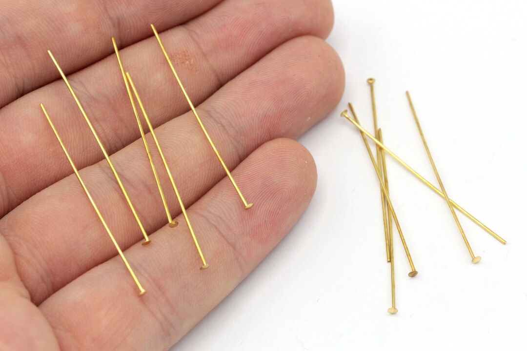 250 Pcs 23 Ga 40mm Brass Flat Head Pin, Gold Tone Flat Head Pin, Head