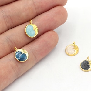 10x12mm 24k Shiny Gold Plated Enamel Moon Charm, Tiny Moon Charm, Celestial Pendant, Moon Beads, Gold Plated Findings, GD747
