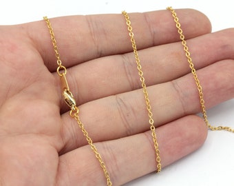 Tiny Necklace Chain, 16'' -17'' -18'' -20'' -22'' -25'' Ready Chain, Gold Finished Chain, Dainty Cable Chain, Gold Ready Necklace, RD001