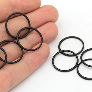 20mm Black Plated Round Link, Black Round Charm, Round Closed Ring, Round Connector, Earring Findings, Black Plated Findings, BM021