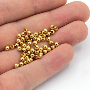 3mm 24k Shiny Gold Tiny Ball Beads , Ball Spacer Beads, Gold Ball Beads, Bracelet Connector, Bracelet Charm, Gold Plated Findings, GD342