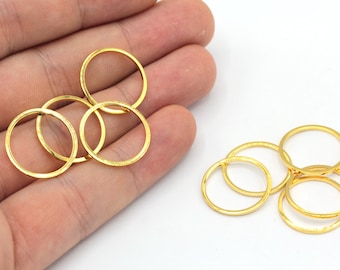 18mm 24k Shiny Gold Round Link, Gold Round Charm, Round Closed Ring, Gold Round Connector, Earring Findings, Gold Plated Findings, BM017