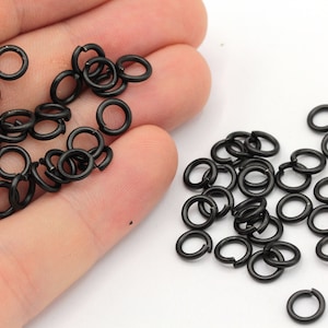 50 Pcs 1.2x7mm Black Plated Jump Ring, Open Jump Ring, Black Connector, Bulk Jump Ring, Tiny Jump Ring, Black Plated Findings, MJ274