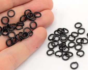 16 Ga 7mm Black Plated Jump Ring, Open Jump Ring, Black Connector, Bulk Jump Ring, Tiny Jump Ring, Black Plated Findings, MJ274