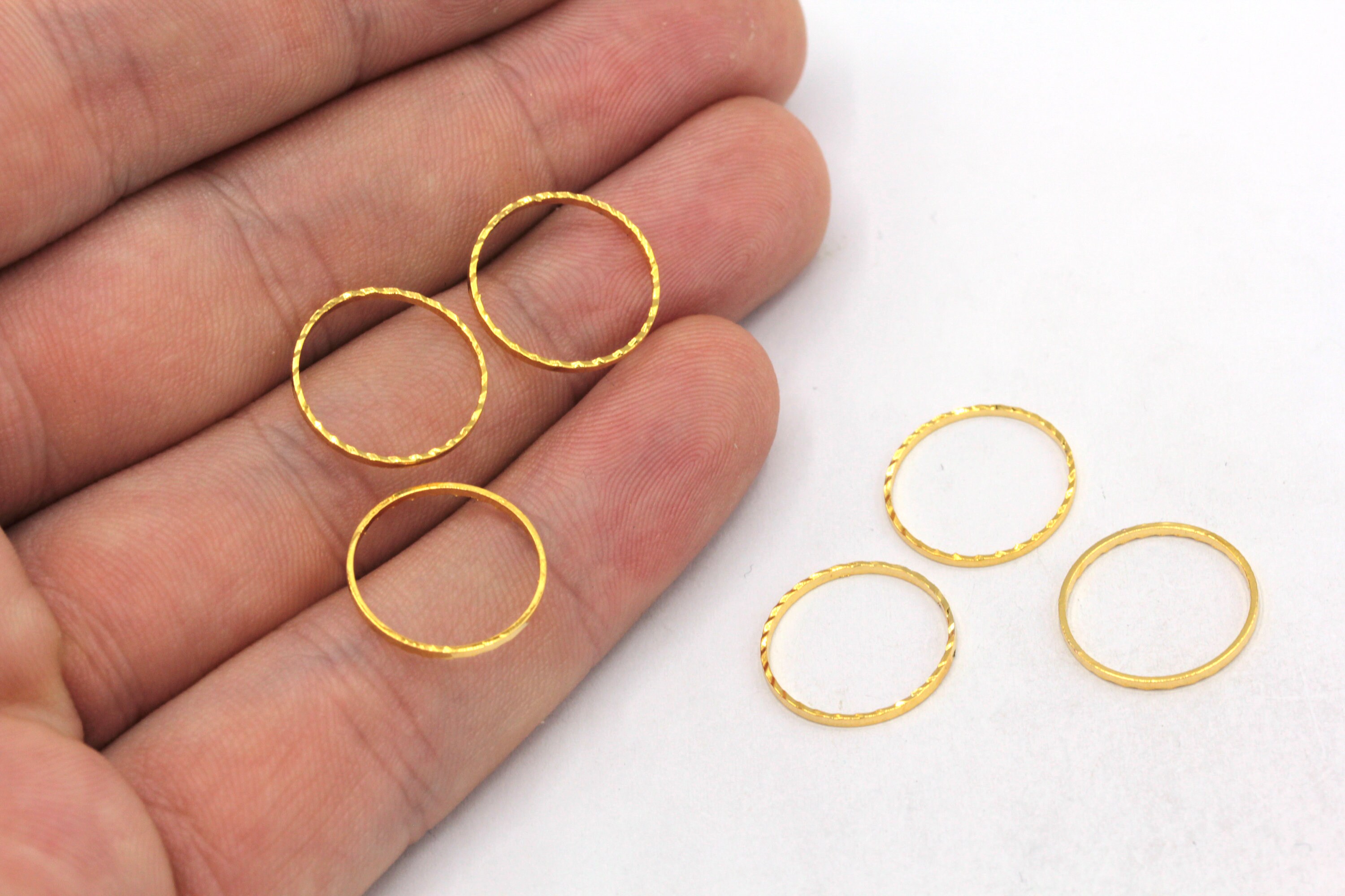 14mm 24k Shiny Gold Plated Round Link, Gold Connector, Gold Closed Ring, Gold Hoops, Round Connector, Gold Plated Findings, MJ388