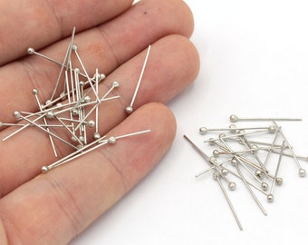 50 Pcs 23 Ga 20mm Silver Ball Head Pin, Silver Ball Head Pin, Head Pins, Silver Head Pins, Silver Ball Pin, Jewelry Making, Silver Findings