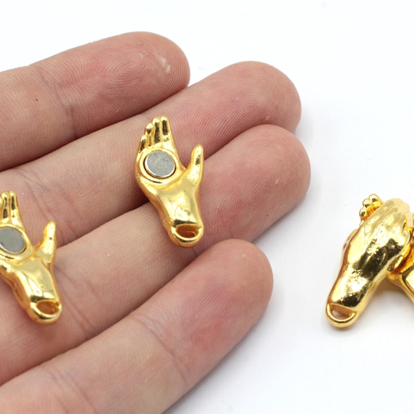 11x24mm 24k lucido oro placcato fermagli magnetici a mano, fermagli abbraccio, fermagli multifilo, fermagli per collana, fermagli per gioielli, accessori placcati in oro