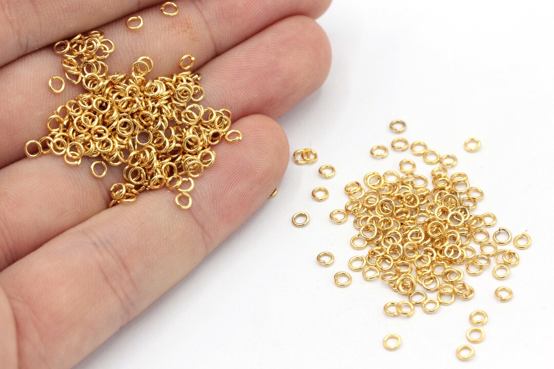 23 Ga 3mm 24k Shiny Gold Plated Jump Ring, Open Jump Ring, Gold