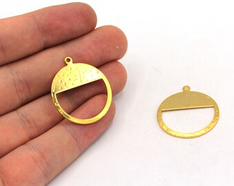 25mm Gold Hammered Round Charm, Medallion Pendant, Circle Charm, Geometric Charm, Earring Finding, Gold Plated Findings, RGW461