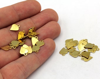 100 Pcs 7x12mm Raw Brass Heart Charm, Love Pendant, Tiny Heart Charm, Heart Beads, Earring Pendant, Earring Finding, Brass Findings, RW217