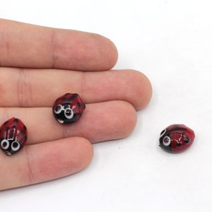 12x15mm Hand Made Murano Glass Ladybird Beads, Murano Ladybird Charm, Murano Animal Beads, Tiny Murano Charms, Murano Glass Findings, MRN021