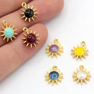 10x13mm 24k Shiny Gold Mini Sun Charm, Colorful Sun Charm, Tiny Sun, Gold Sun Charm, Celestial Charm, Gold Plated Findings, GD503