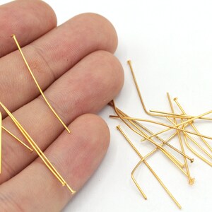 50 Pcs 23 Ga 35mm 24k Shiny Gold Plated Flat Head Pin, Gold Flat Head Pin, Head Pins, Gold Head Pins, Jewelry Making, Gold Plated Findings