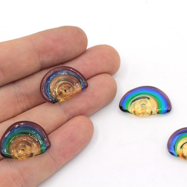 17x23mm Hand Made Murano Glass Rainbow Beads, Murano Rainbow Charm, Rainbow Bracelet Beads, Tiny Murano Charms, Murano Glass Findings, MRN20