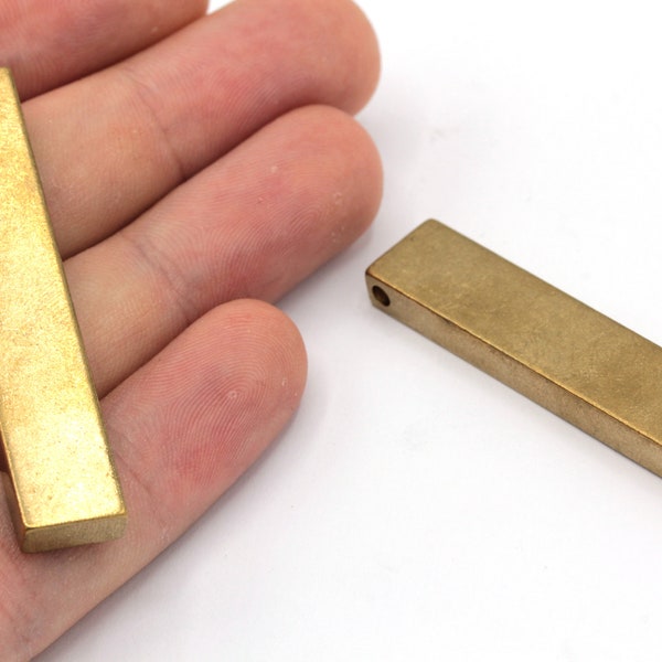 10x50mm Brass Thick Stick Bar Charm, Flat Stick Charm, Rectangle Charm, Stamping Bar Charm, Necklace Charm, Brass Findings, RW528