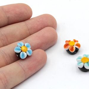 12mm Hand Made Murano Glass Daisy Beads, Murano Daisy Charm, Murano Flower Beads,Clover Beads,Tiny Murano Charms,Murano Glass Findings MRN26
