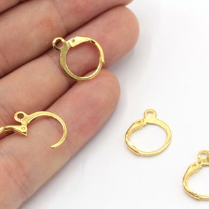 10 Pcs 12x14mm 24k Shiny Gold Plated Leverback Earring Clasps, Hoop Earrings, Leverback Ear Wire, Leverback Earrrings, Gold Earring, EG041