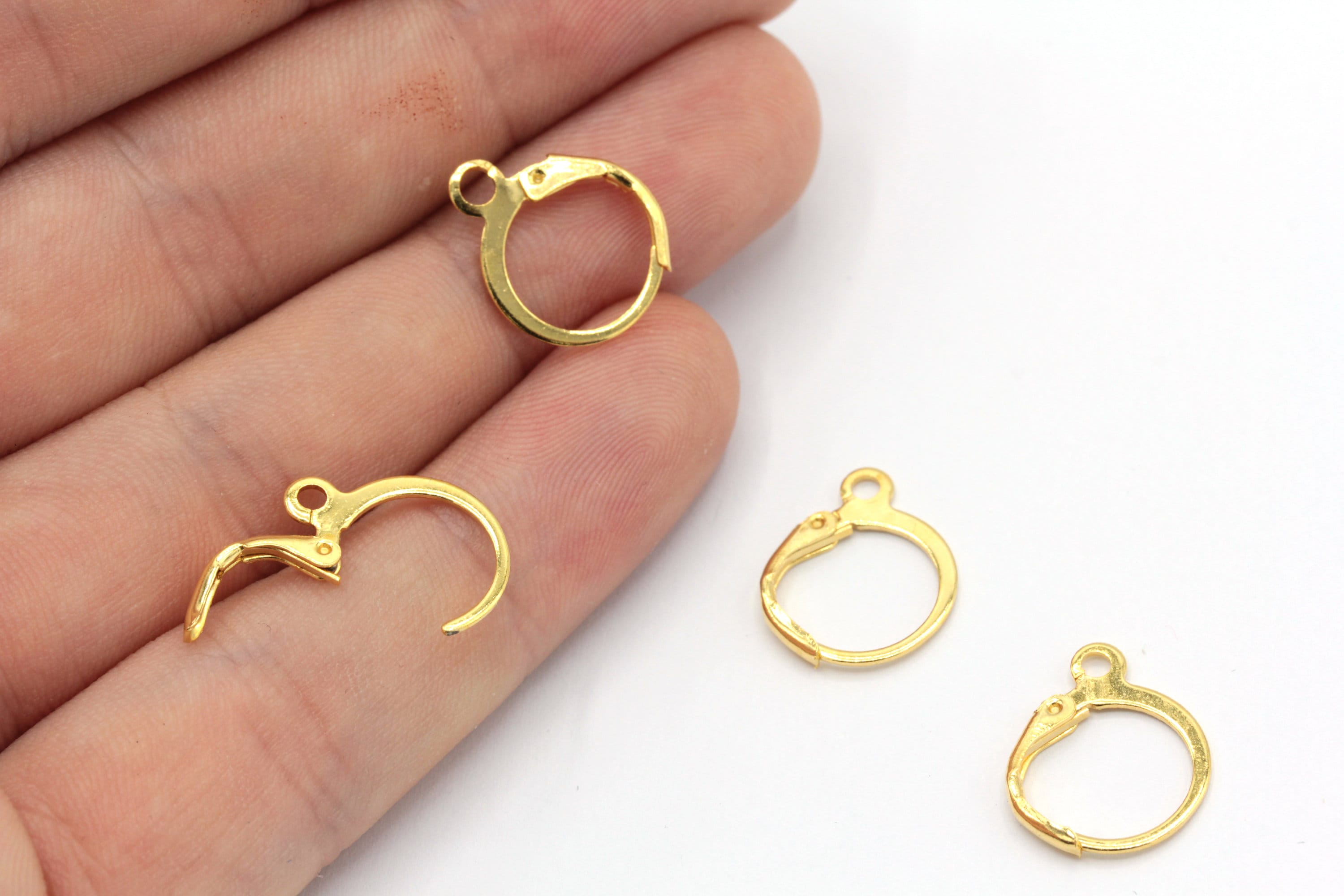 10 Pcs 12x14mm 24k Shiny Gold Plated Leverback Earring Clasps, Hoop Earrings, Leverback Ear Wire, Leverback Earrrings, Gold Earring, EG041
