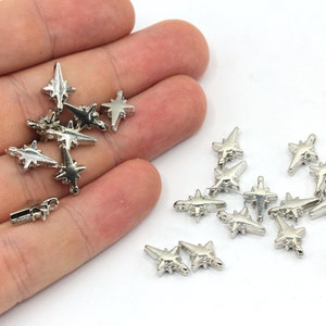 8x12mm Rhodium Plated North Star Charm, Tiny North Star Charm, Bracelet Charm, North Star Beads, Rhodium Plated Findings, GD1143