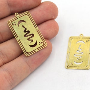 Amuleto de cartão de cobra de latão 18x31mm, pingente de cartão de tarô, pingentes de brinco de latão, pingente de corte a laser, achados de brinco, achados de latão, BM277